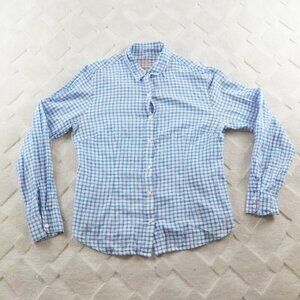 J. McLaughlin Blue and White Checkered Button Down Shirt